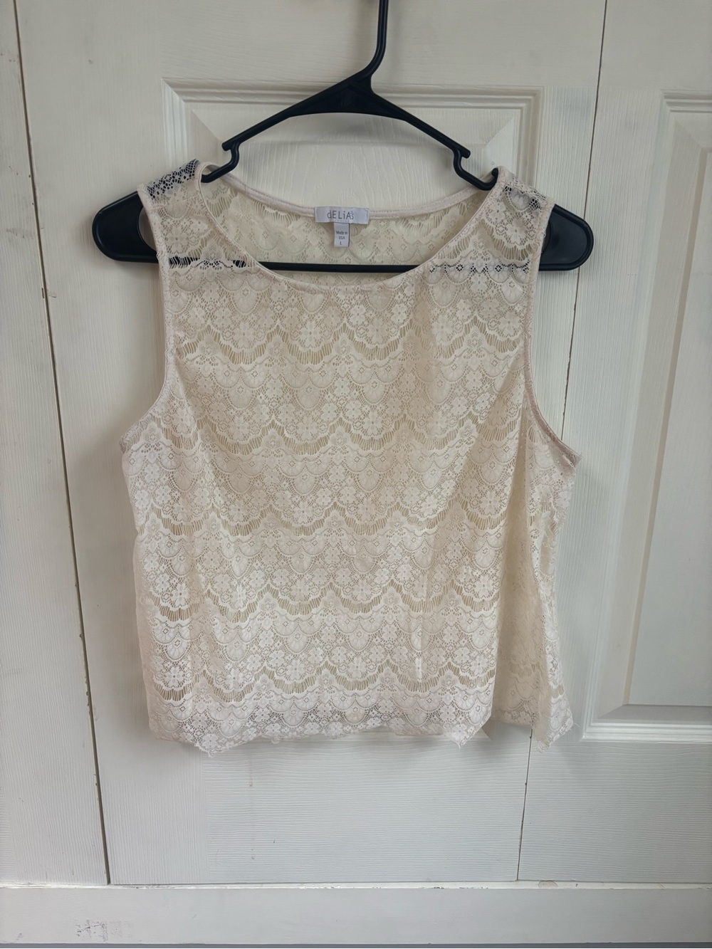 dELiA*s Ivory Lace Crochet Tank Top